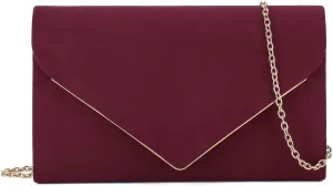 CHARMING TAILOR Faux Suede Clutch Bag Elegant Metal Binding Evening Purse for Wedding/Prom/Black-Tie Events