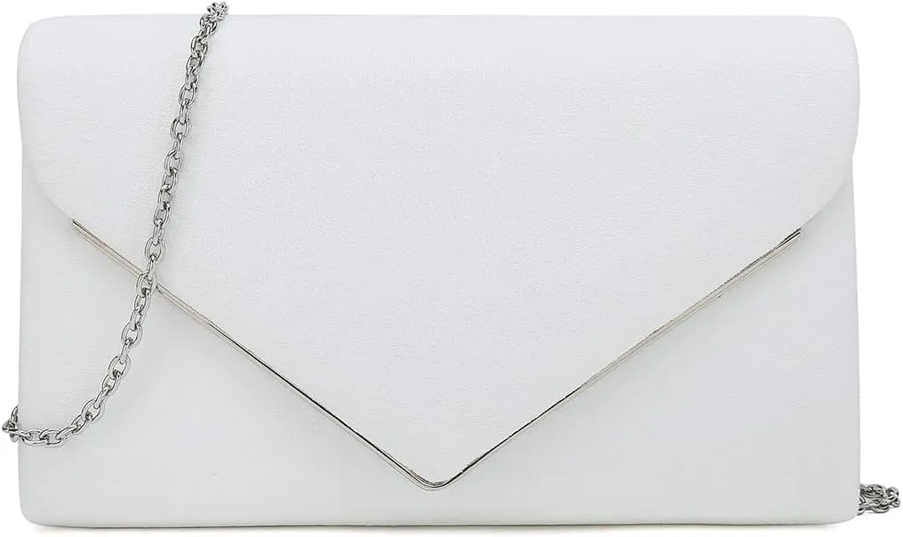CHARMING TAILOR Faux Suede Clutch Bag Elegant Metal Binding Evening Purse for Wedding/Prom/Black-Tie Events