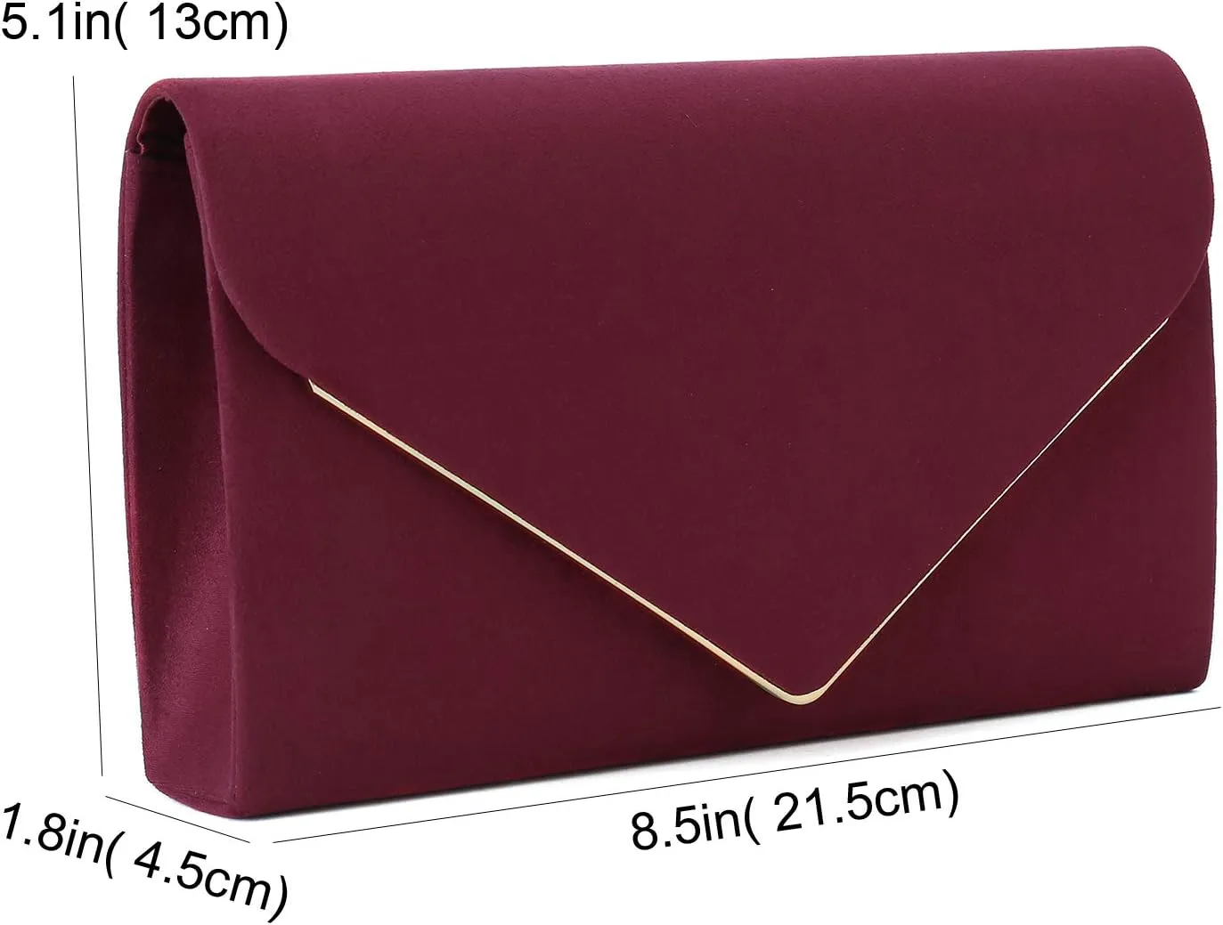 CHARMING TAILOR Faux Suede Clutch Bag Elegant Metal Binding Evening Purse for Wedding/Prom/Black-Tie Events
