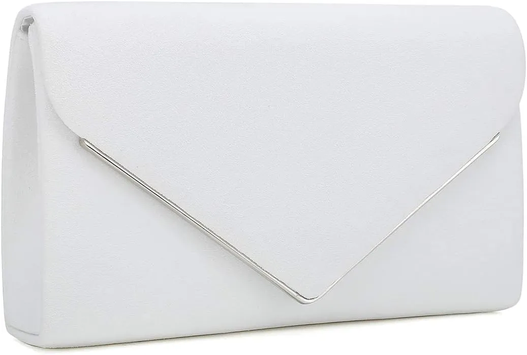 CHARMING TAILOR Faux Suede Clutch Bag Elegant Metal Binding Evening Purse for Wedding/Prom/Black-Tie Events