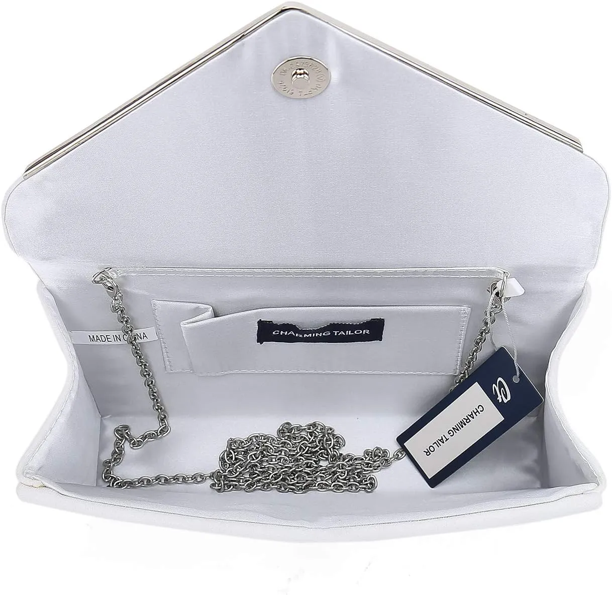 CHARMING TAILOR Faux Suede Clutch Bag Elegant Metal Binding Evening Purse for Wedding/Prom/Black-Tie Events