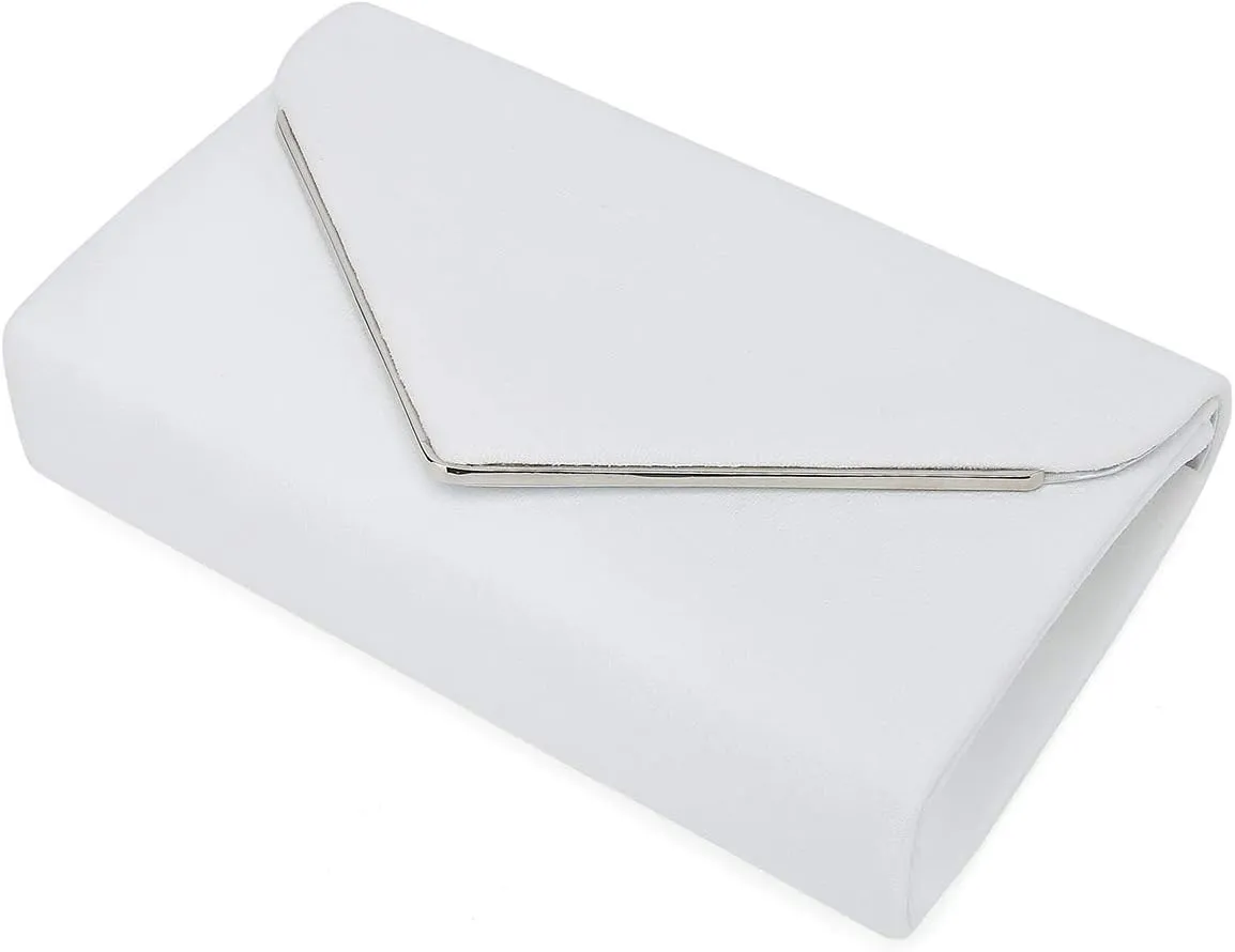 CHARMING TAILOR Faux Suede Clutch Bag Elegant Metal Binding Evening Purse for Wedding/Prom/Black-Tie Events