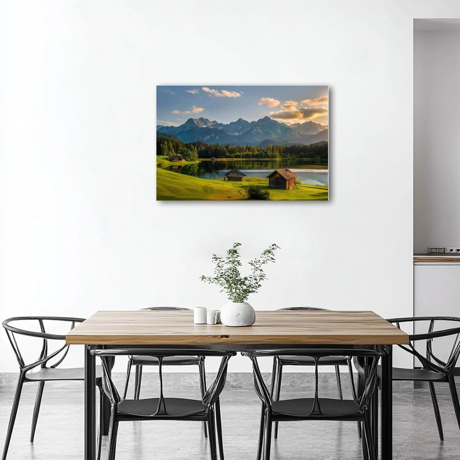 CHAUSSUREBAR Large Canvas Wall Art Magic Sunrise Alpine Lake Geroldsee view to mount Karwendel Canvas Art Prints Pictures Wall Decor Living Room Wall Paintings for Bedroom Bathroom 20" x 32"