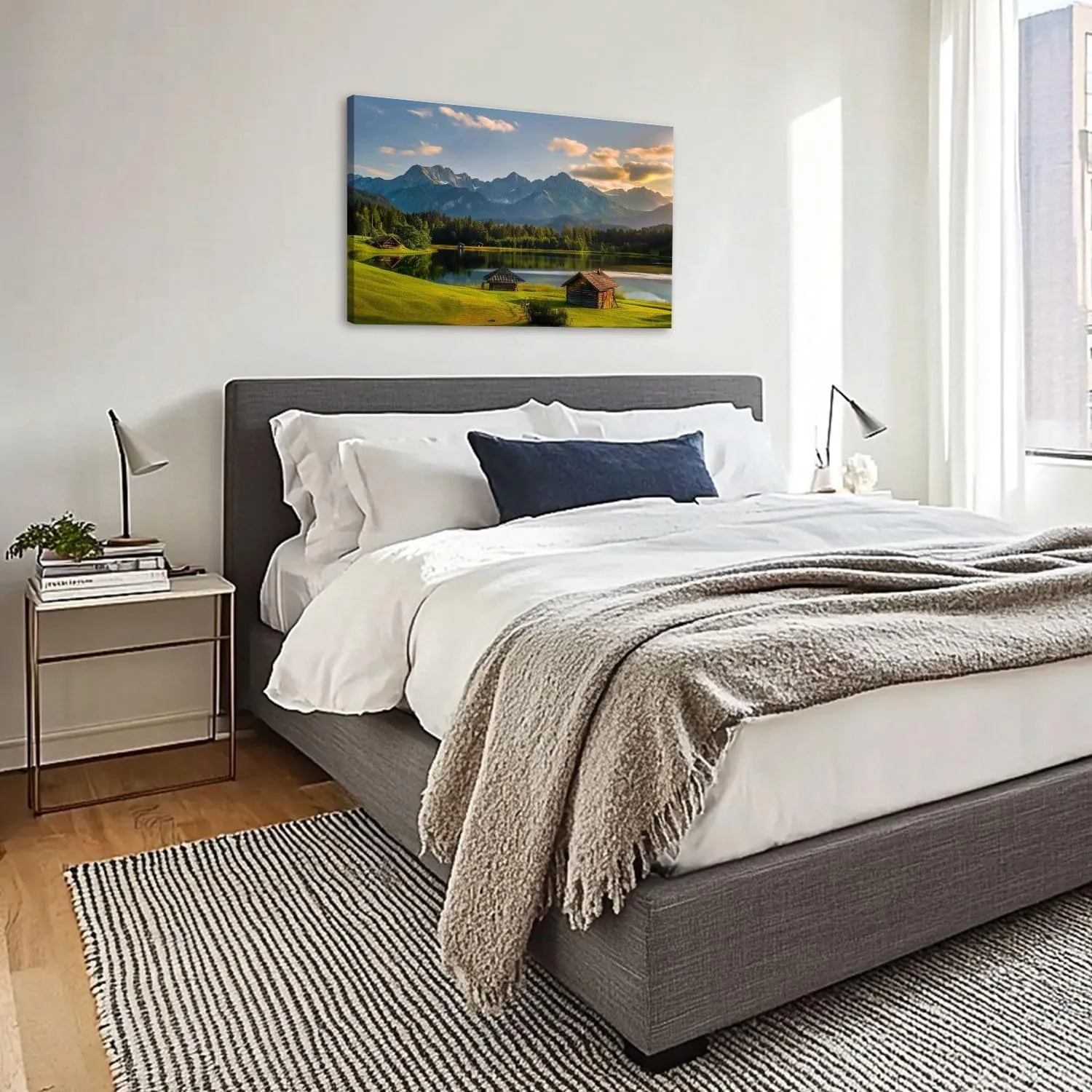 CHAUSSUREBAR Large Canvas Wall Art Magic Sunrise Alpine Lake Geroldsee view to mount Karwendel Canvas Art Prints Pictures Wall Decor Living Room Wall Paintings for Bedroom Bathroom 20" x 32"