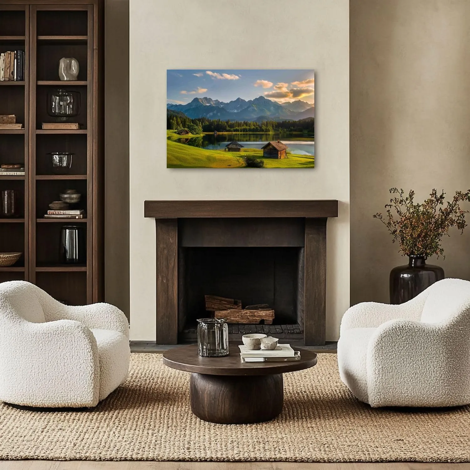 CHAUSSUREBAR Large Canvas Wall Art Magic Sunrise Alpine Lake Geroldsee view to mount Karwendel Canvas Art Prints Pictures Wall Decor Living Room Wall Paintings for Bedroom Bathroom 20" x 32"
