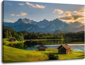 CHAUSSUREBAR Large Canvas Wall Art Magic Sunrise Alpine Lake Geroldsee view to mount Karwendel Canvas Art Prints Pictures Wall Decor Living Room Wall Paintings for Bedroom Bathroom 20" x 32"