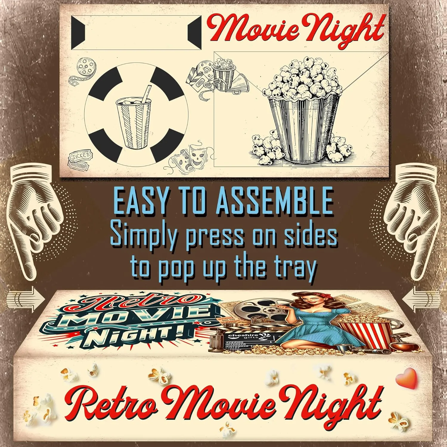 Cheshire Gifts Movie Night Supplies 36 Pcs - Popcorn Bags (24ct) & Movie Night Snack Trays (12ct) - Movie Theater Decor & Movie Theater Popcorn Bowls for Family Movie Night, Party Trays