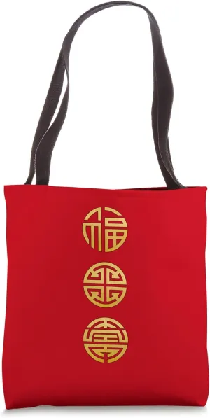 Chinese Symbols Fu Lu Shou (Fortune, Prosperity, Longevity) Tote Bag