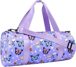 Choco Mocha Kids Duffle Bag Girls - Butterfly Weekender Overnight Bags for Little Girl Dance Bag Ages 6-8, Purple