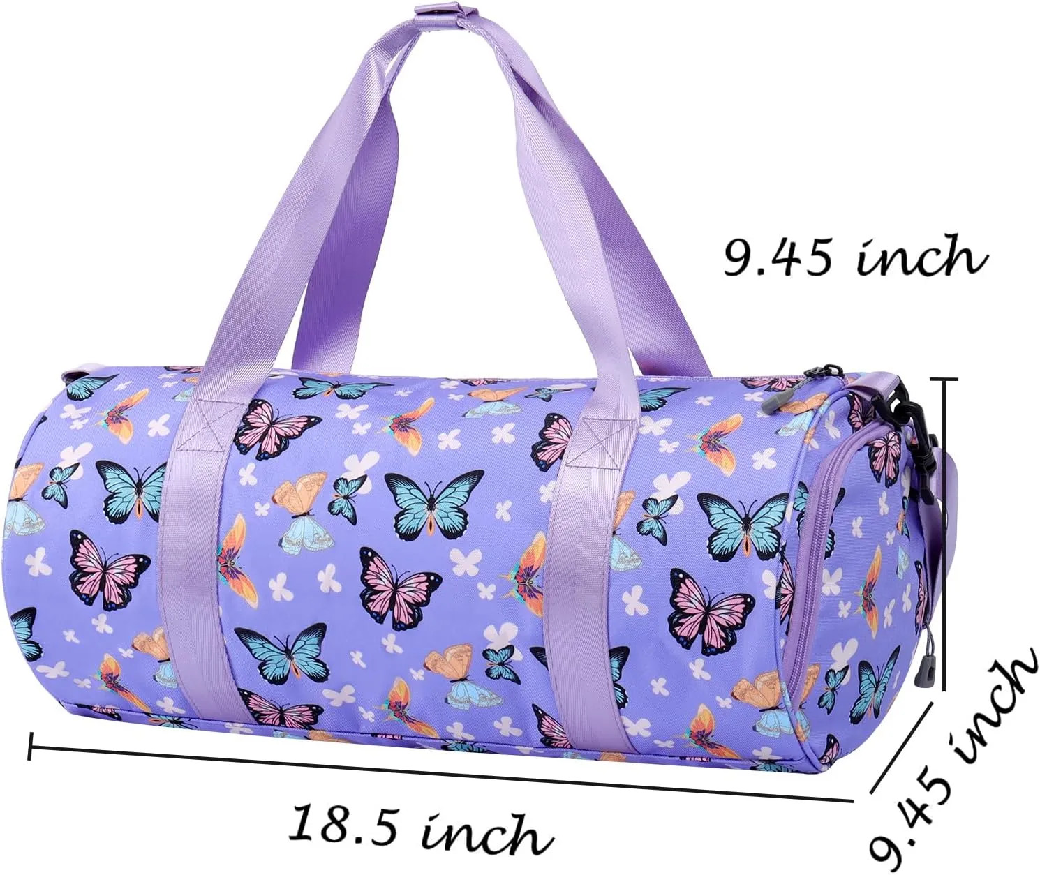 Choco Mocha Kids Duffle Bag Girls - Butterfly Weekender Overnight Bags for Little Girl Dance Bag Ages 6-8, Purple