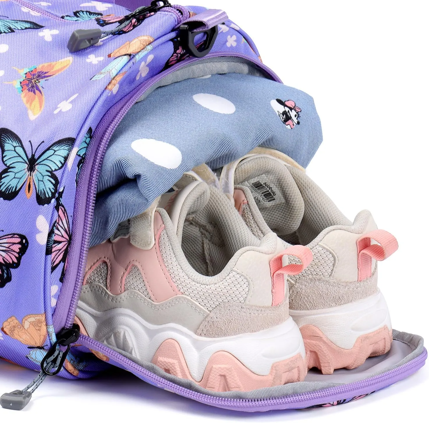 Choco Mocha Kids Duffle Bag Girls - Butterfly Weekender Overnight Bags for Little Girl Dance Bag Ages 6-8, Purple