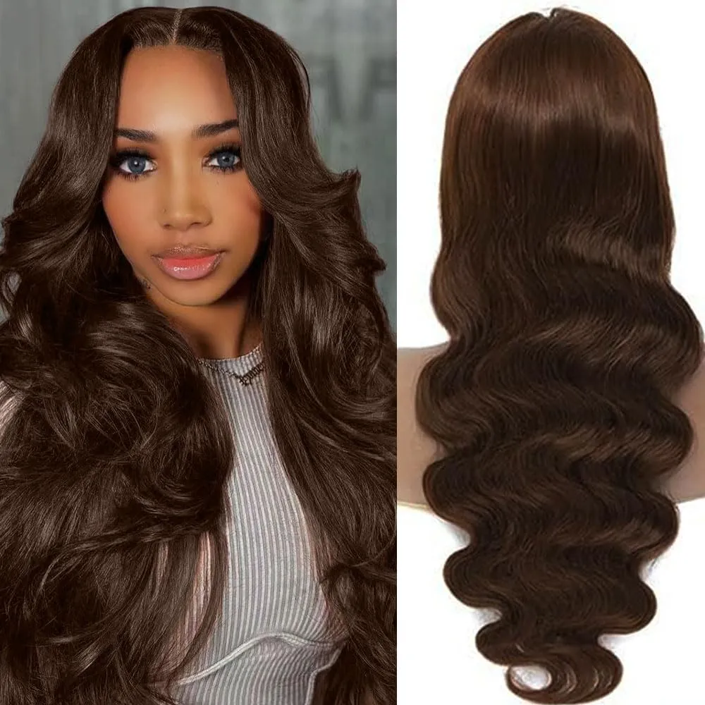 Chocolate Brown 28 Inch Lace Front Wig Human Hair 13x4 200 Density Brown HD Lace Front Wigs Human Hair Chocolate Brown Wig