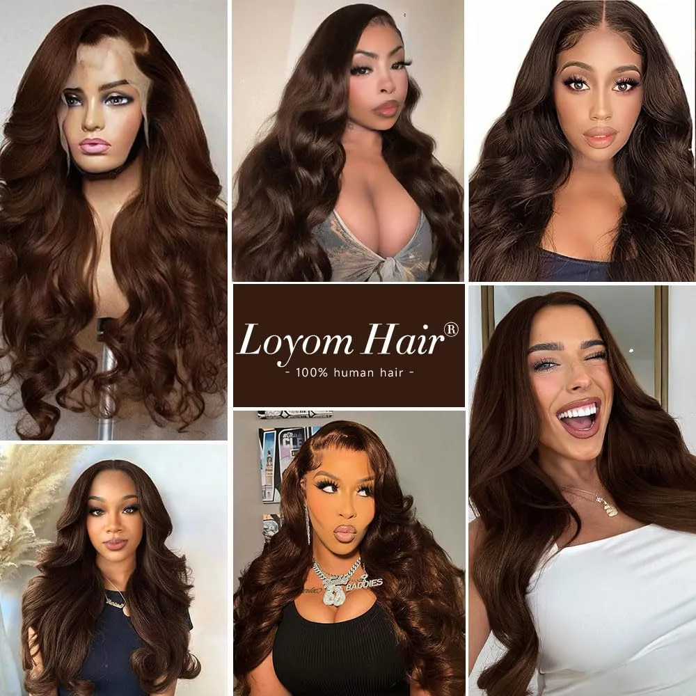 Chocolate Brown 28 Inch Lace Front Wig Human Hair 13x4 200 Density Brown HD Lace Front Wigs Human Hair Chocolate Brown Wig