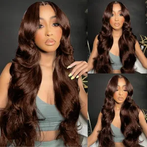 Chocolate Brown 28 Inch Lace Front Wig Human Hair 13x4 200 Density Brown HD Lace Front Wigs Human Hair Chocolate Brown Wig