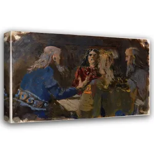 Christian Krohg 48x32 Huge Gallery Wrapped Canvas Museum Art Print Titled: Sigurd Syr, Åsta, Olav and Rane (1895-1899)