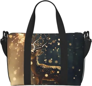 Christmas tree elk print Handbag Oxford shoulder bag casual shoulder bag weekend bag large capacity storage bag