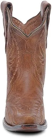 Circle G LADIE'S HONEY EMBROIDERY ANKLE BOOT, LEATHER SOLE, COWHIDE LEATHER, WESTERN BOOT, L6247