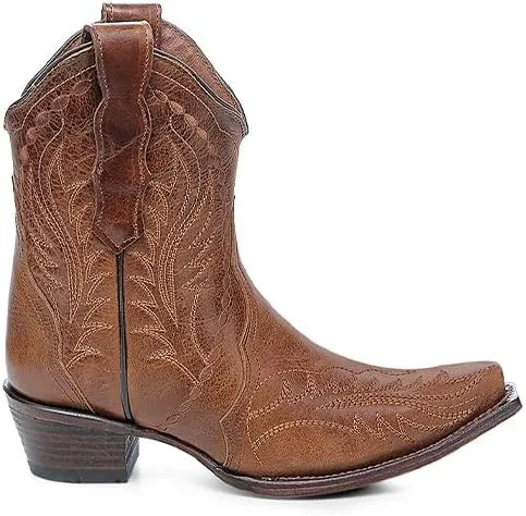 Circle G LADIE'S HONEY EMBROIDERY ANKLE BOOT, LEATHER SOLE, COWHIDE LEATHER, WESTERN BOOT, L6247
