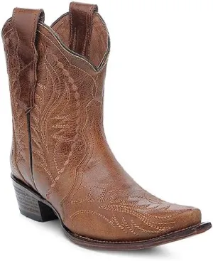 Circle G LADIE'S HONEY EMBROIDERY ANKLE BOOT, LEATHER SOLE, COWHIDE LEATHER, WESTERN BOOT, L6247