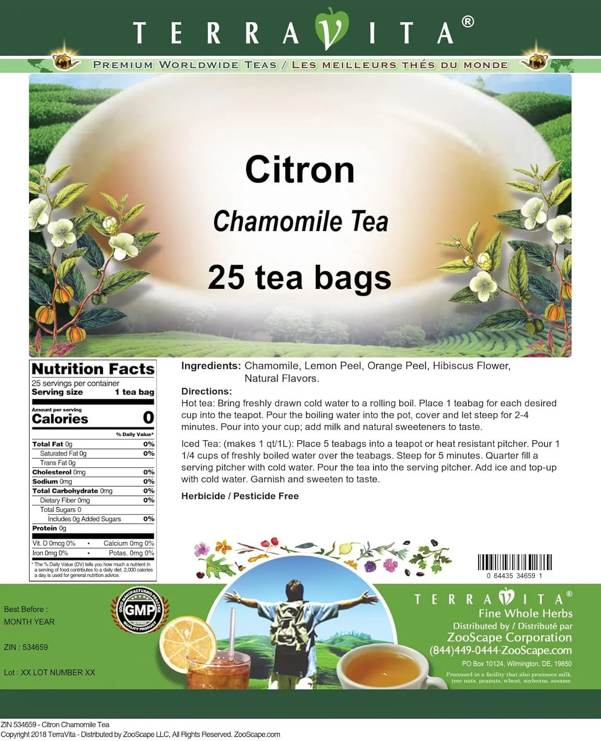 Citron Chamomile Tea (25 tea bags, ZIN: 534659)