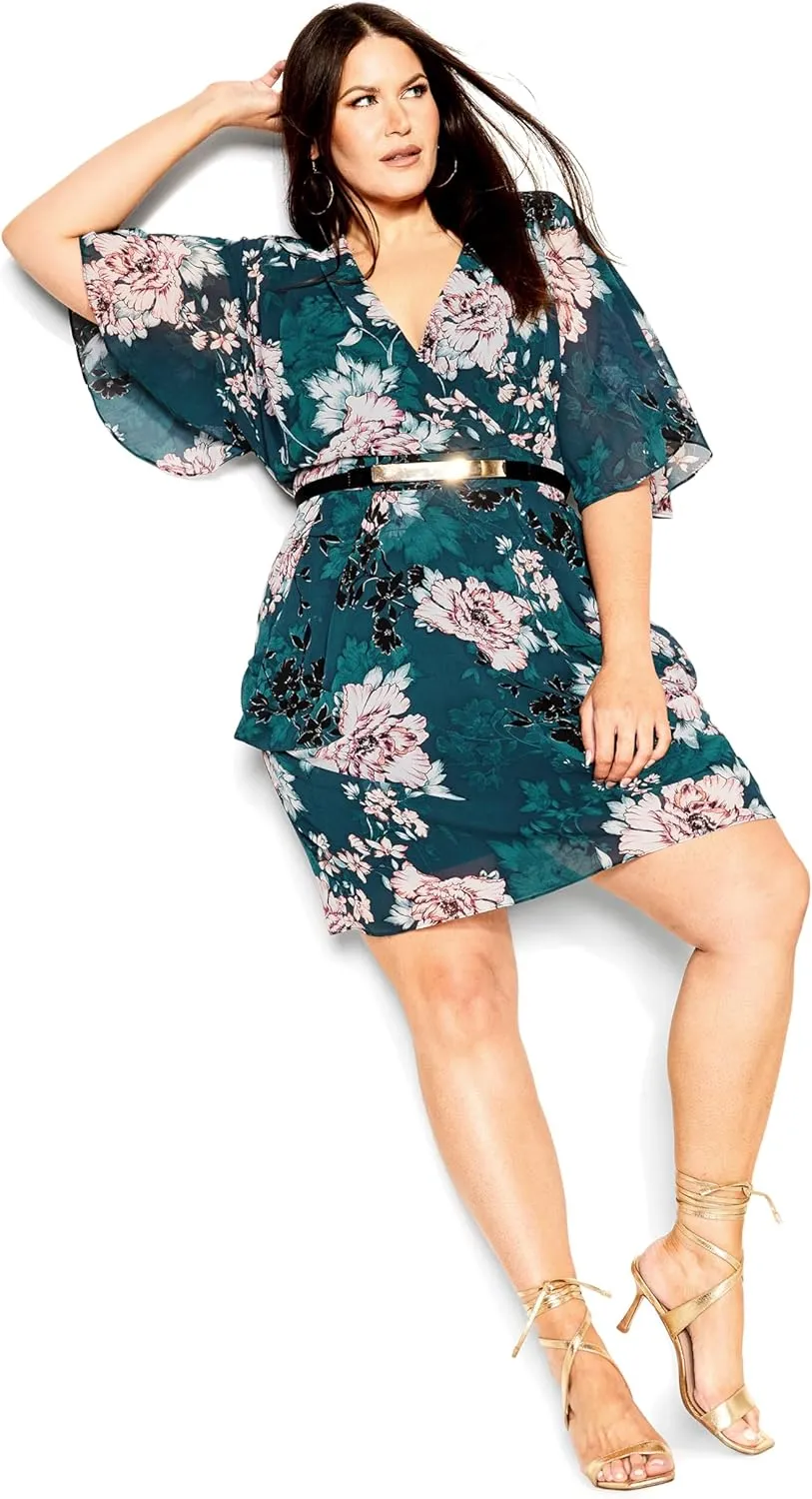 City Chic Women's Plus Size Dress - Color Wrap Print