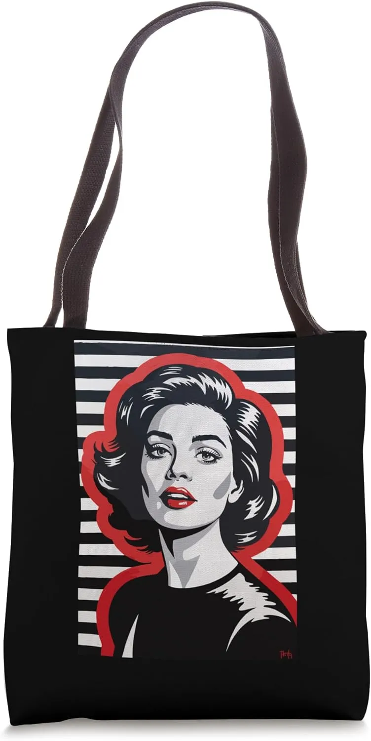 Classic Glamour Portrait Bold Stripes Tote Bag