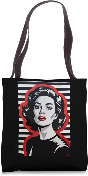 Classic Glamour Portrait Bold Stripes Tote Bag