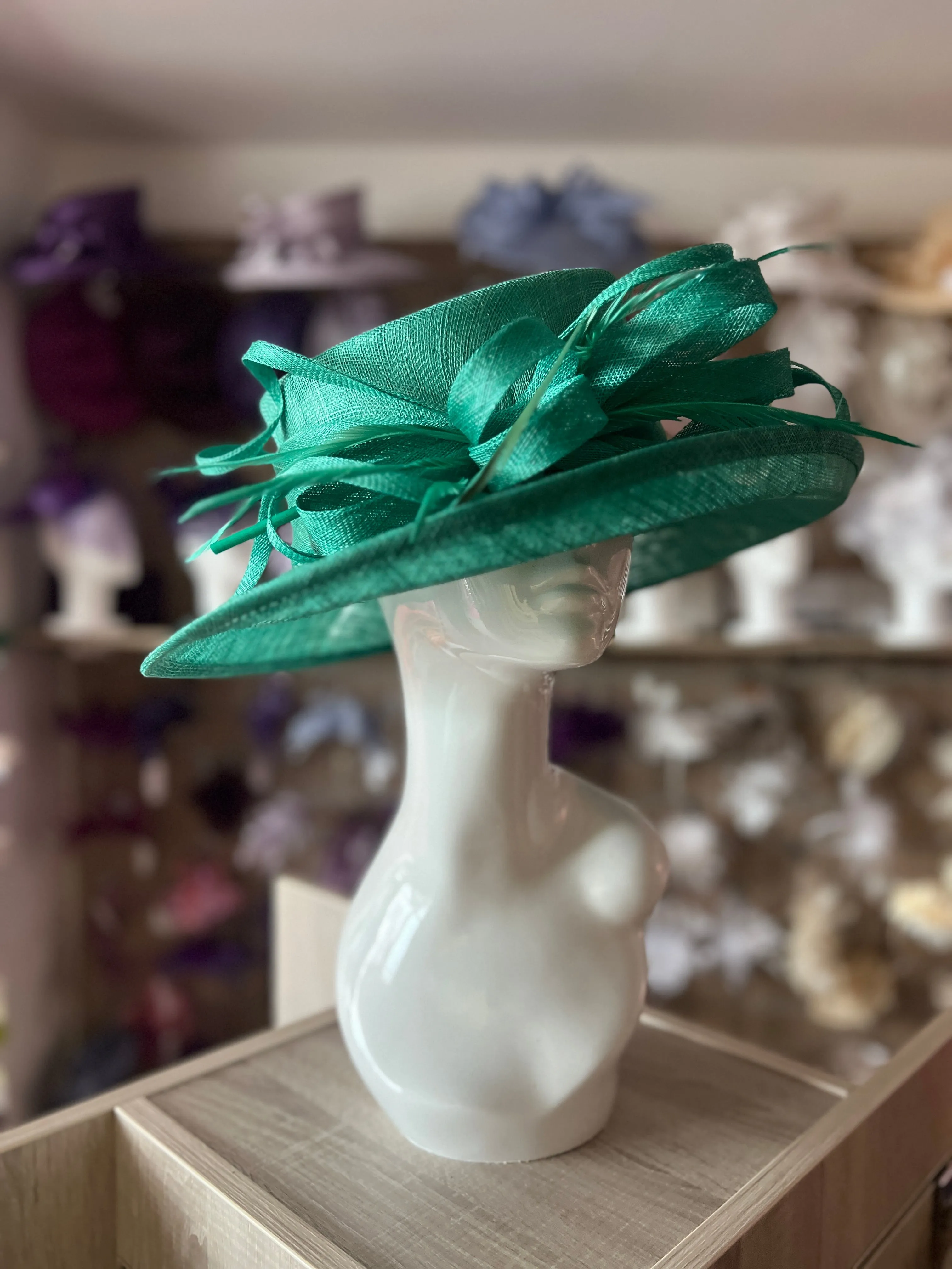 Classic Sinamay Jade Green Wedding Hat