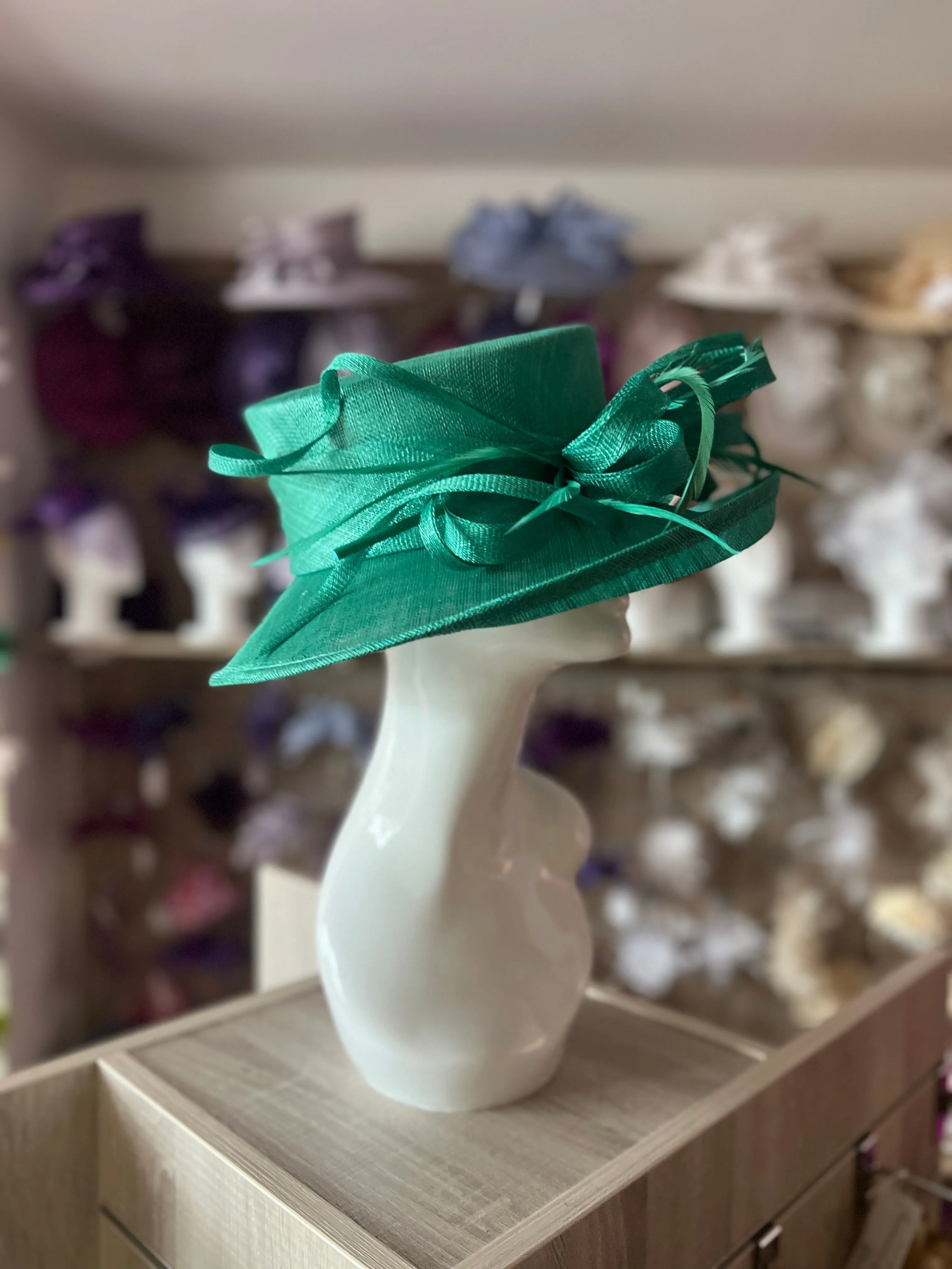 Classic Sinamay Jade Green Wedding Hat
