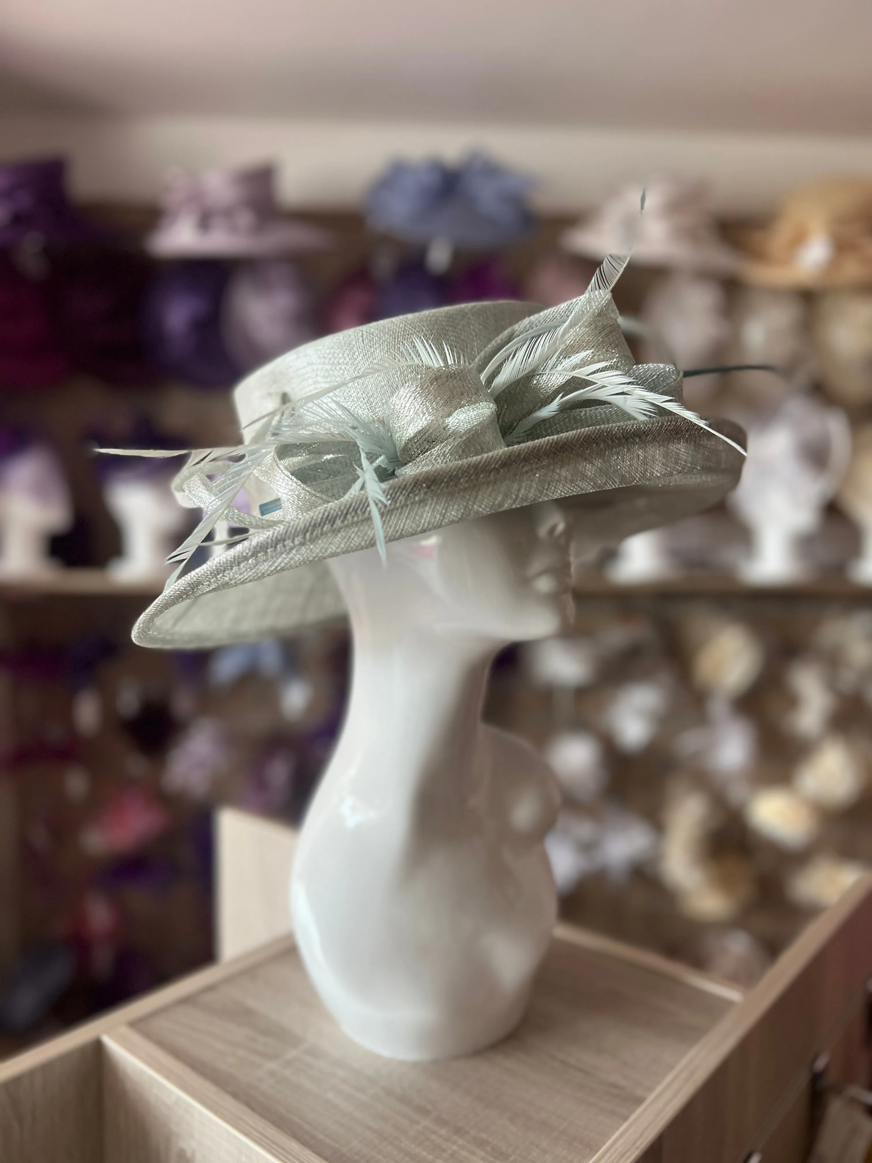 Classic Sinamay Metallic Peppermint Wedding Hat