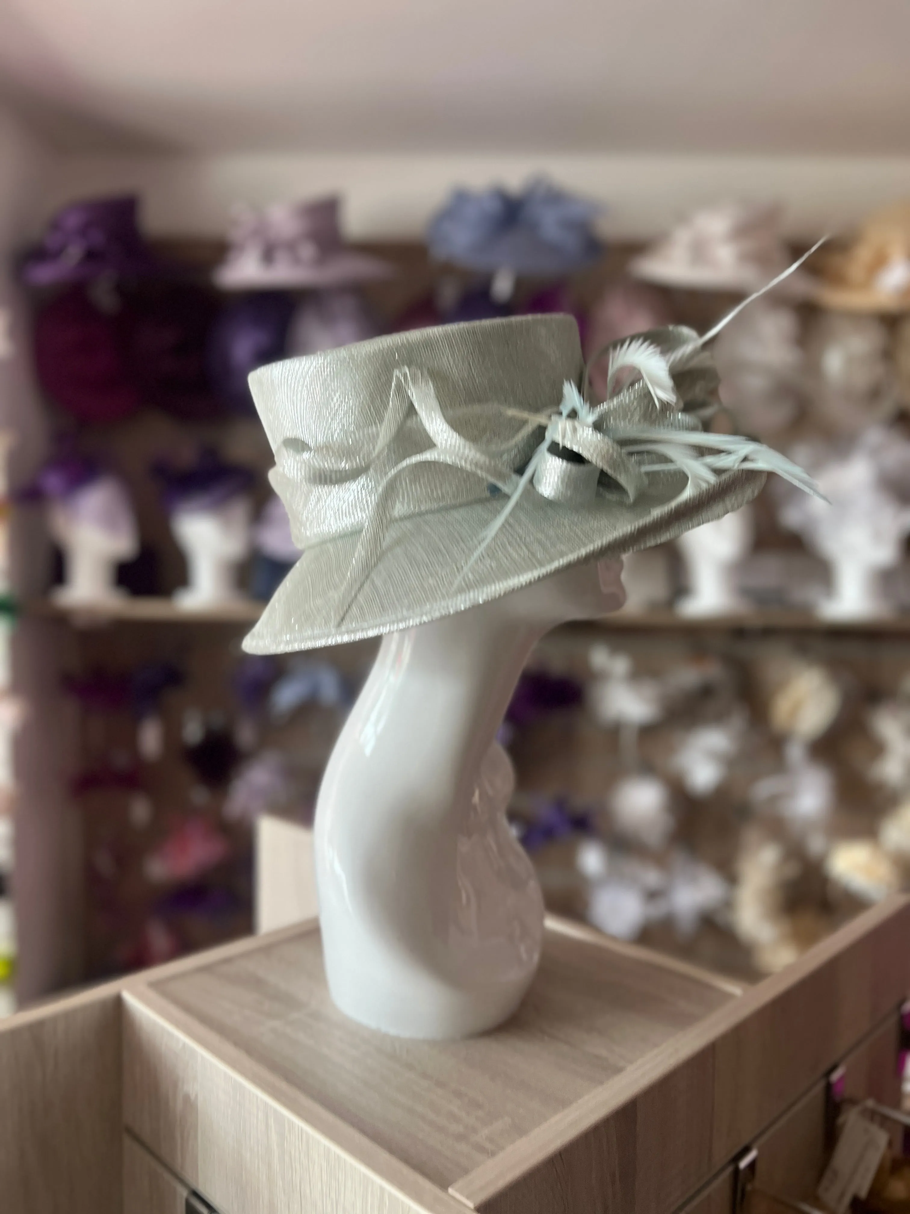 Classic Sinamay Metallic Peppermint Wedding Hat