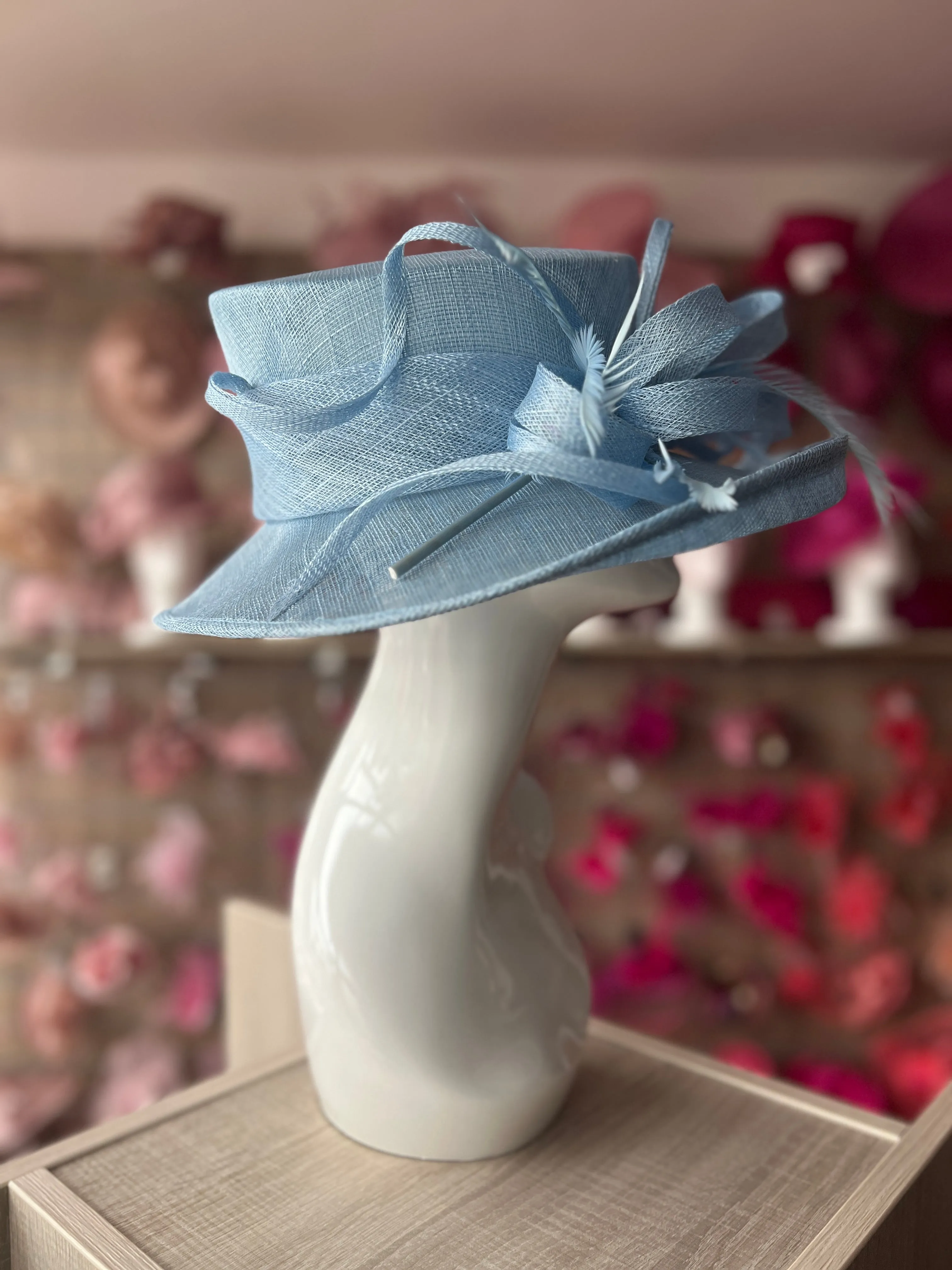 Classic Sinamay Powder Blue Wedding Hat