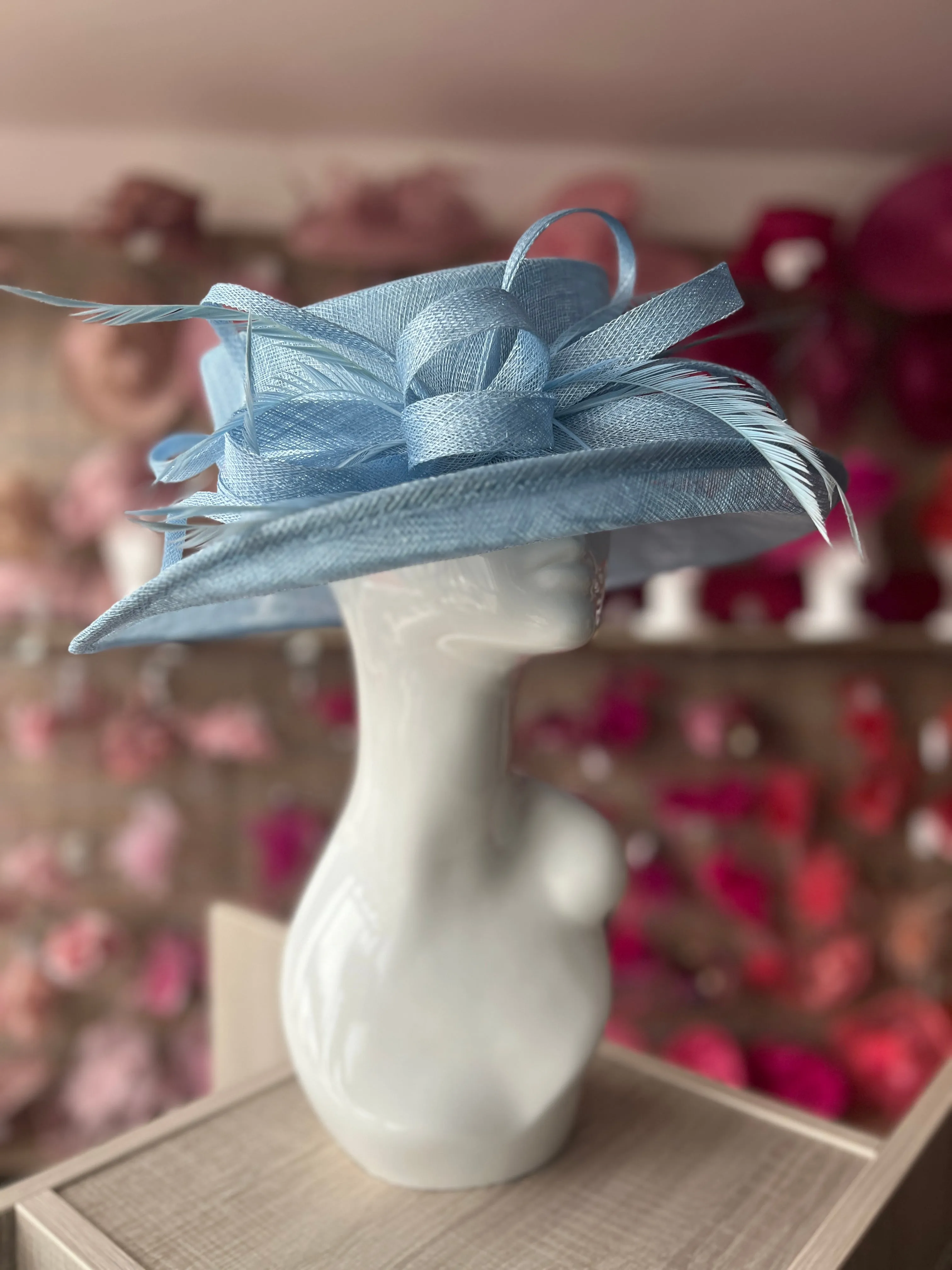 Classic Sinamay Powder Blue Wedding Hat