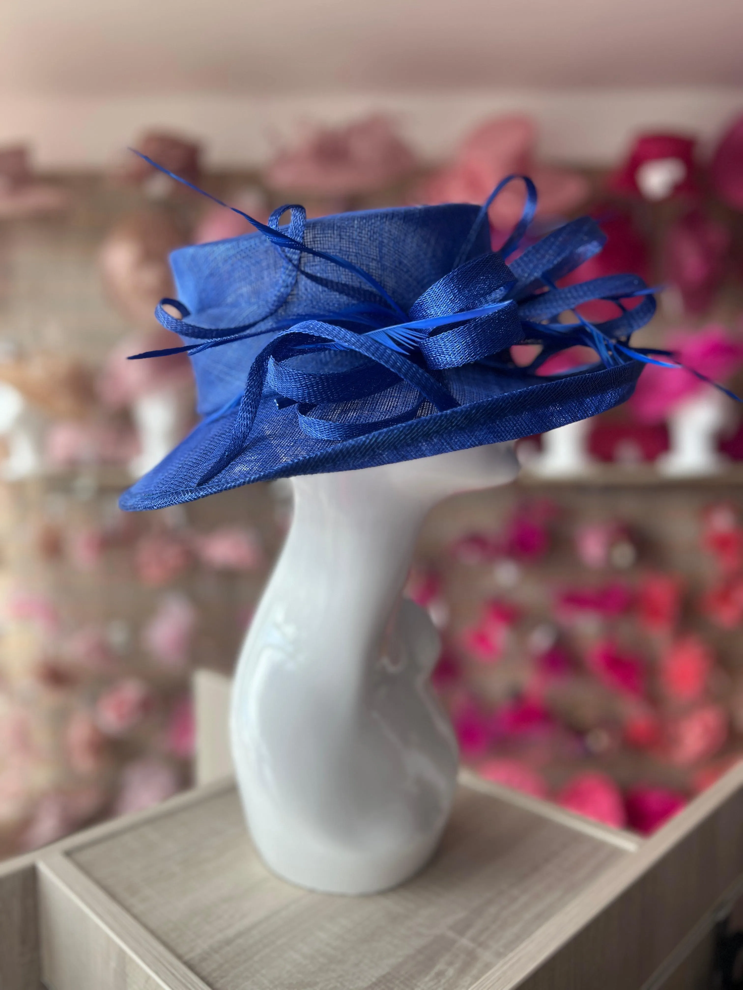 Classic Sinamay Sapphire Blue Wedding Hat