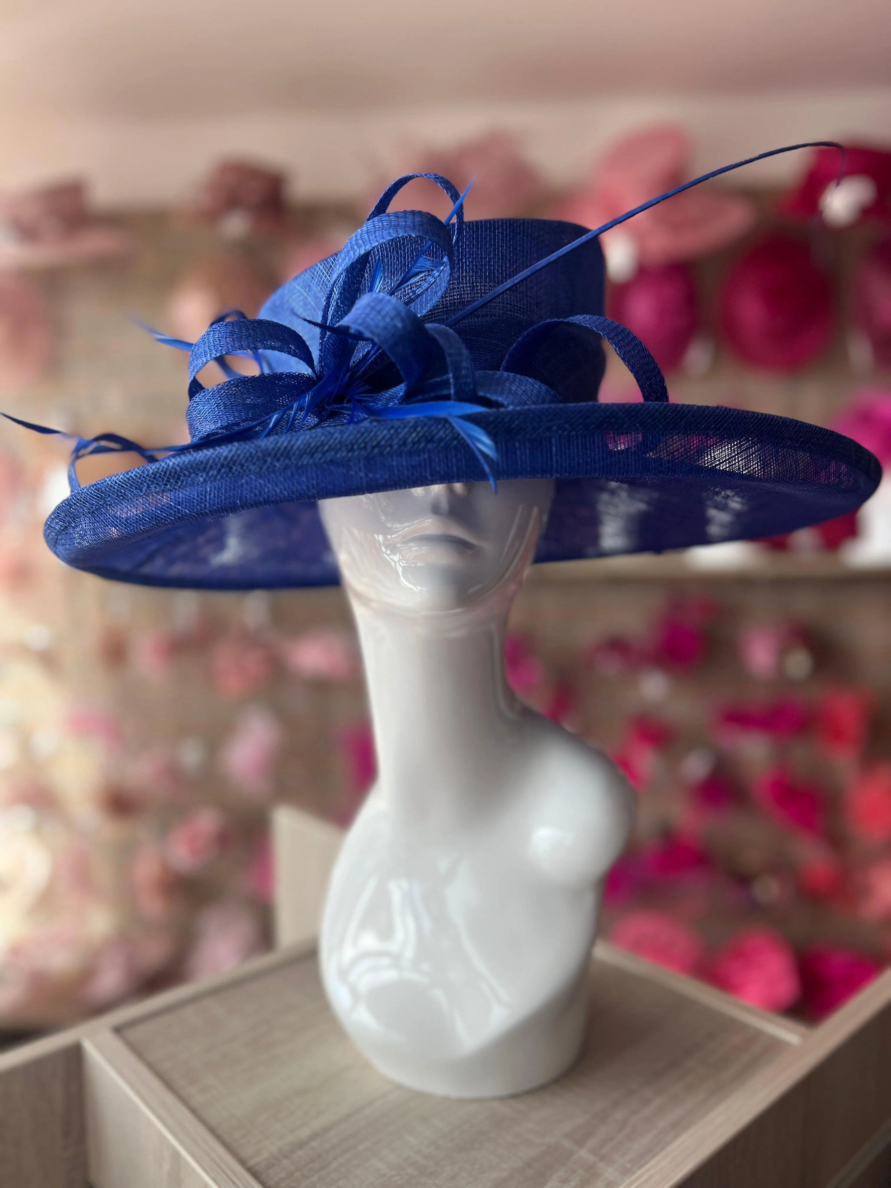 Classic Sinamay Sapphire Blue Wedding Hat