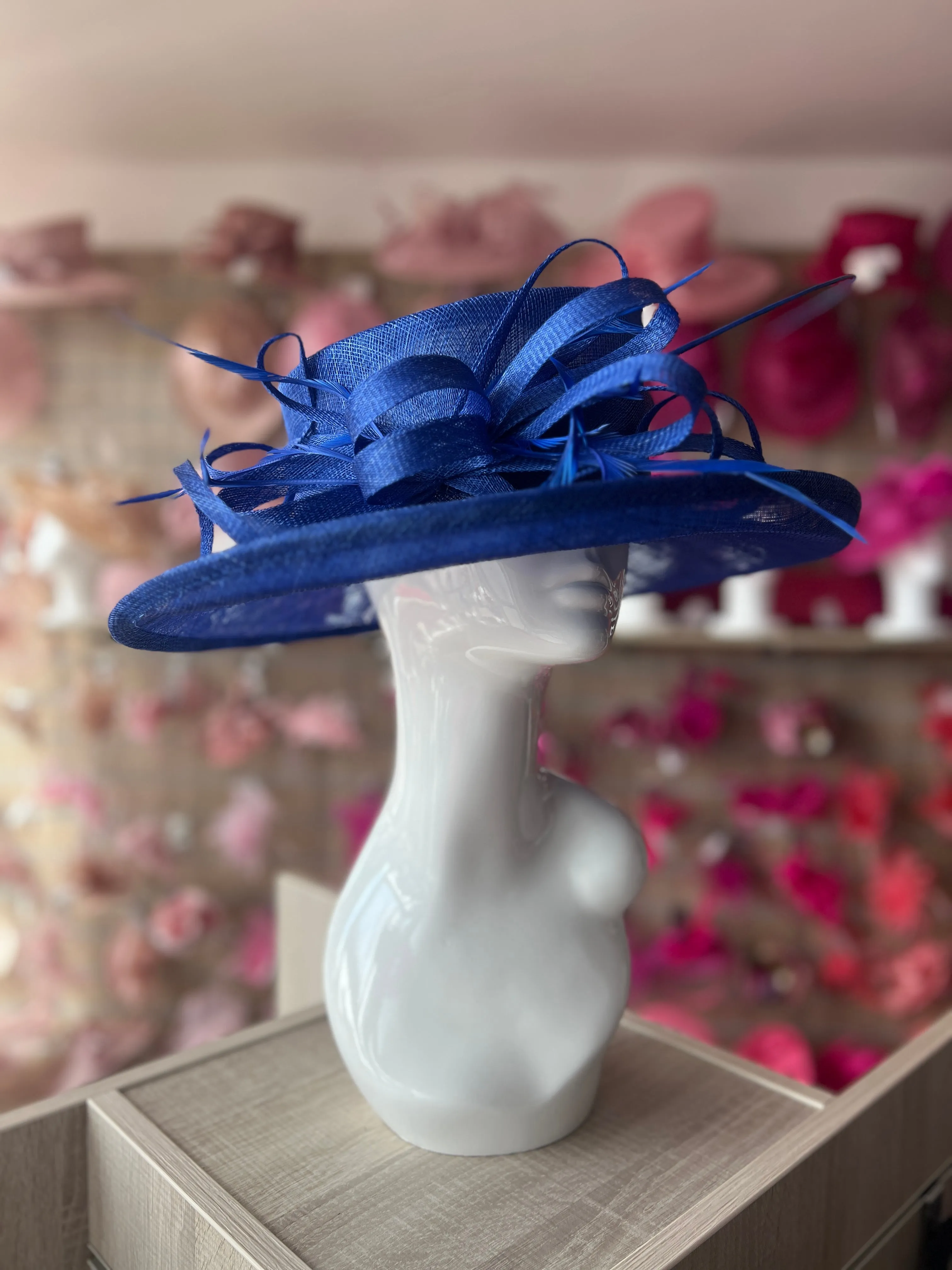 Classic Sinamay Sapphire Blue Wedding Hat