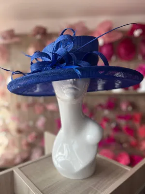 Classic Sinamay Sapphire Blue Wedding Hat