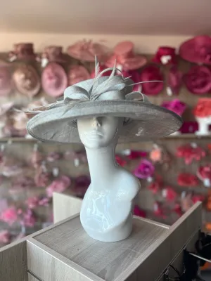 Classic Sinamay Silver Wedding Hat