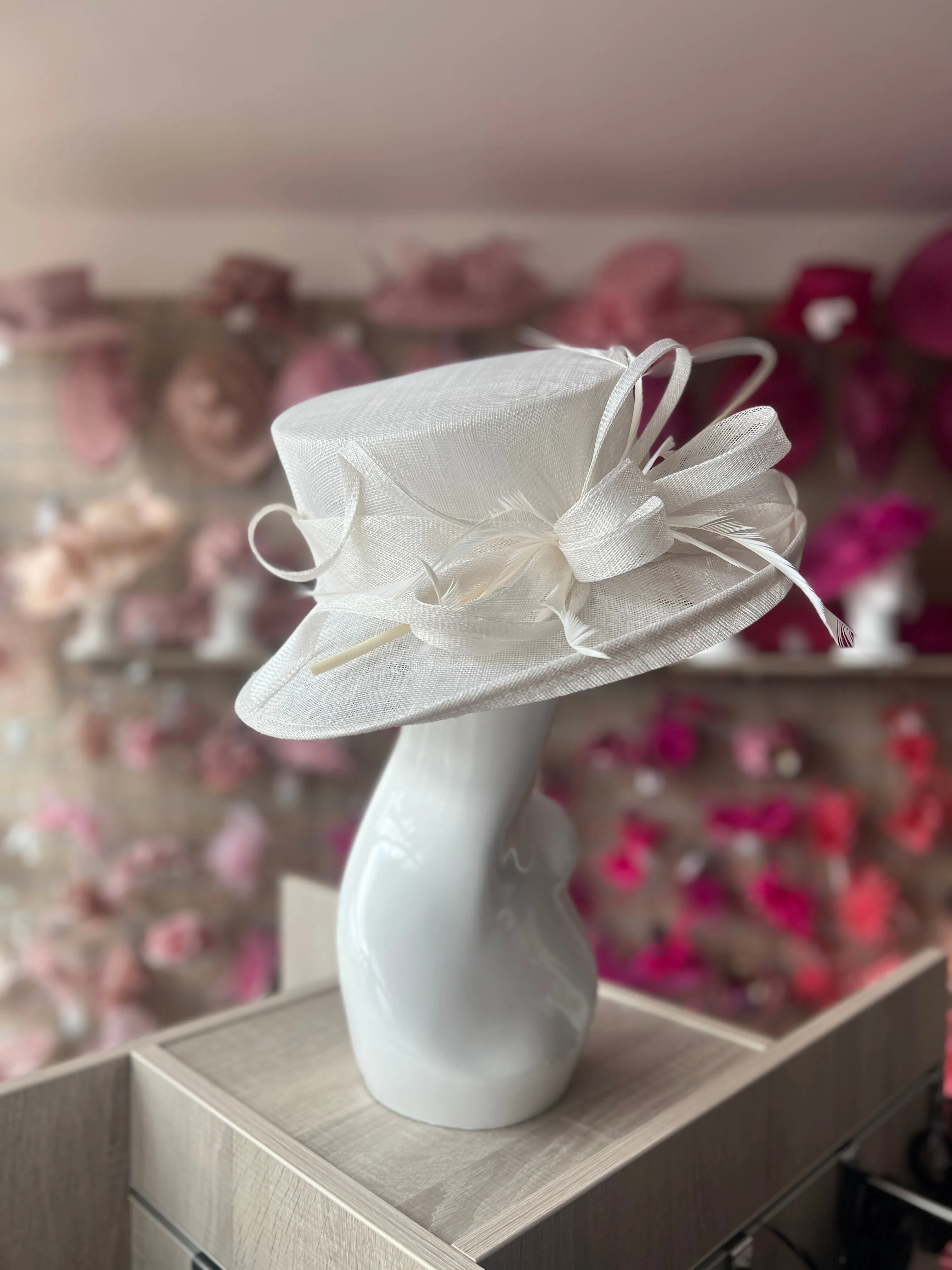 Classic Sinamay White Wedding Hat