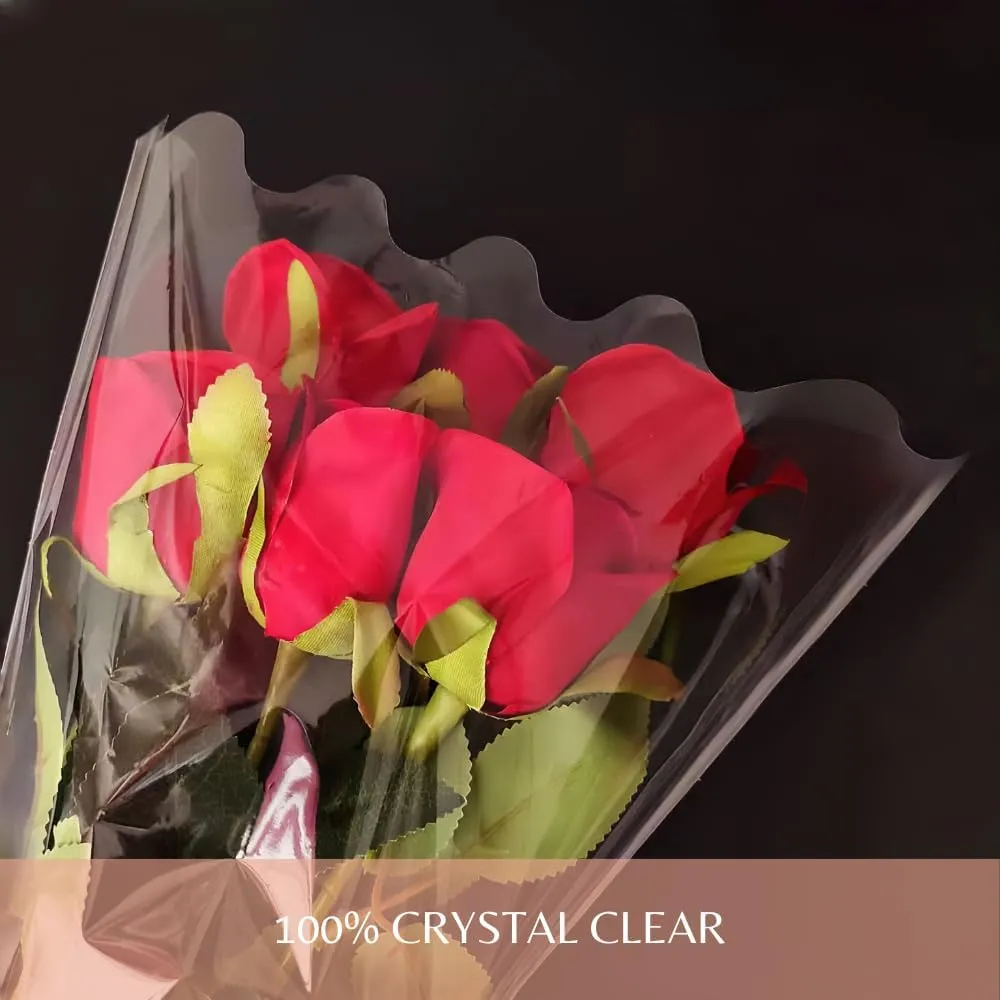 Clear Flower Bags For Bouquets Waterproof And Durable Bouquet Sleeves For Florists, Flower Cellophane Bags For Florist Arrangements Supplies, 12x3x16 Inch, 100 Counts（M)