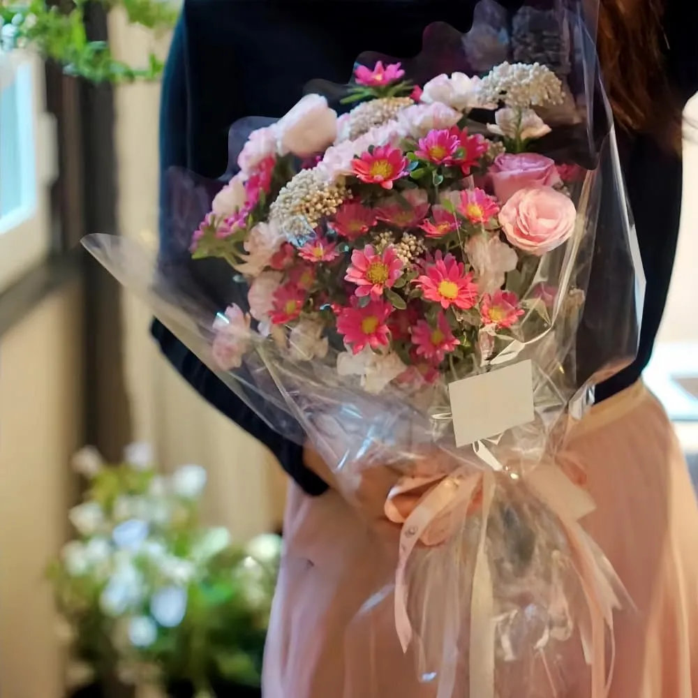 Clear Flower Bags For Bouquets Waterproof And Durable Bouquet Sleeves For Florists, Flower Cellophane Bags For Florist Arrangements Supplies, 12x3x16 Inch, 100 Counts（M)