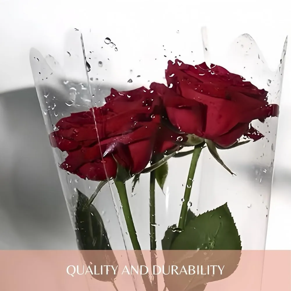 Clear Flower Bags For Bouquets Waterproof And Durable Bouquet Sleeves For Florists, Flower Cellophane Bags For Florist Arrangements Supplies, 12x3x16 Inch, 100 Counts（M)