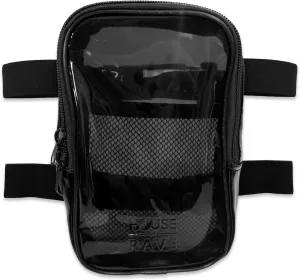 Clear Thigh Bag - Carnival Leg Bag w/Mesh Pocket & Double Zipper - Rave Thigh Bag for Women - Jelly Phone Holder Bag (Black)