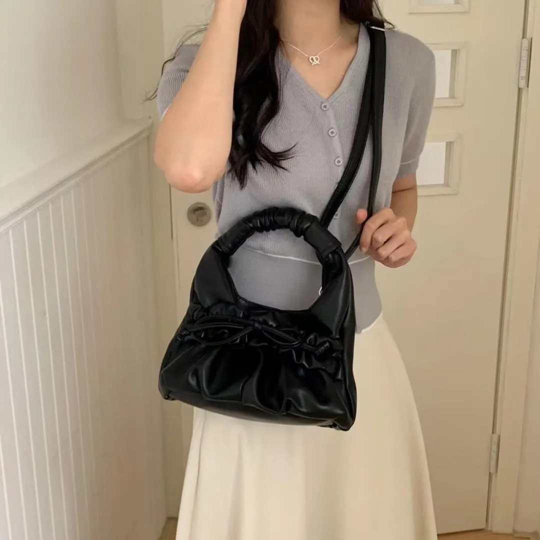 Cloud Bag Top Handbag for Women PU Leather Clutch Purses Bow Underarm Bag Shoulder Bag Cute Crossbody Bags