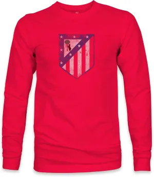 Club Atletico de Madrid Color Badge Cotton Long Sleeve T-Shirt - Red