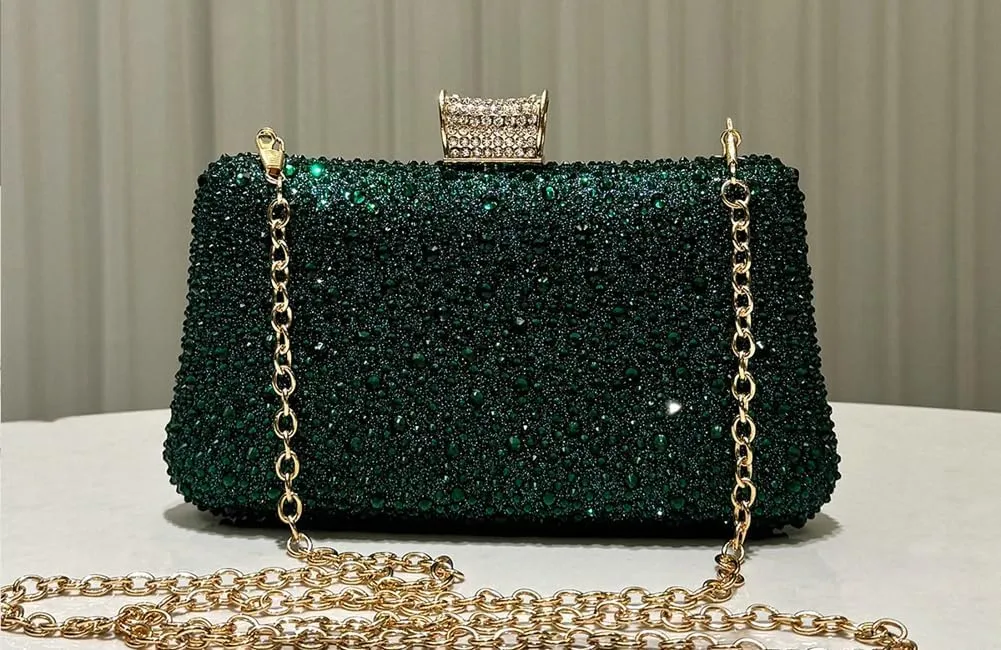 Clutch Purse Evening Bags Women 2025 Rhinestone Glitter Handbag Double Sided Diamond Chain Purse for Wedding Party