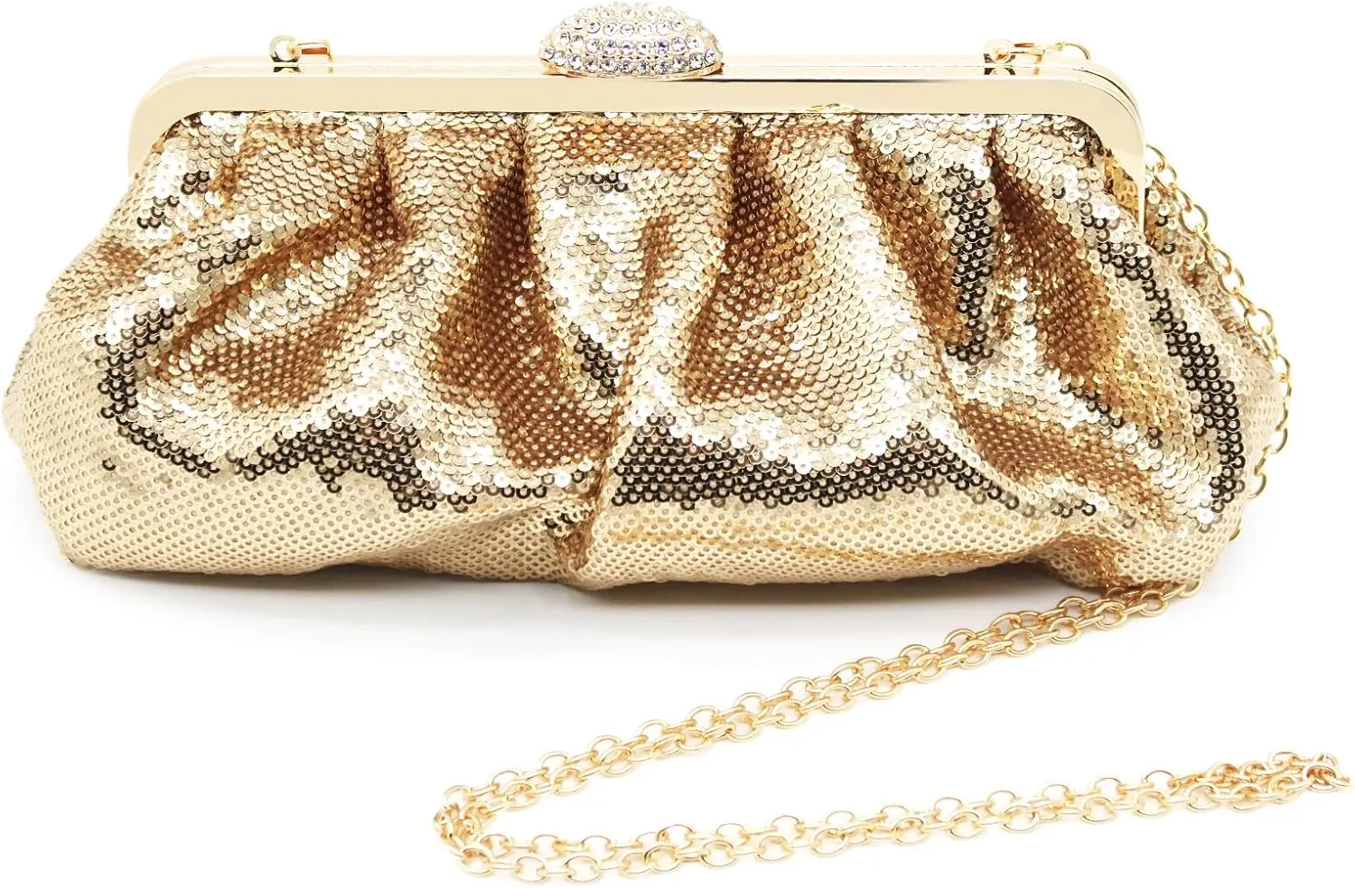 Clutch Purses for Women Sparkle Pleated Evening Clutch Bag Cloud Cross Body & Shoulder Bag for Party Prom Club Wedding