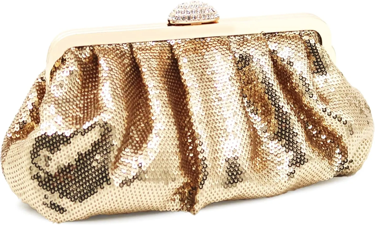 Clutch Purses for Women Sparkle Pleated Evening Clutch Bag Cloud Cross Body & Shoulder Bag for Party Prom Club Wedding