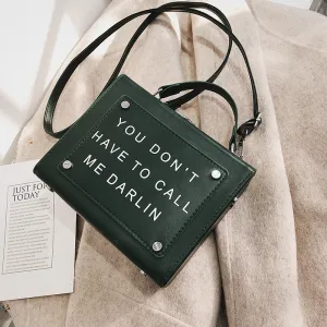 CM-BG120402 Women Trendy Easy Matching Letter Printing Shoulder Bag - Green
