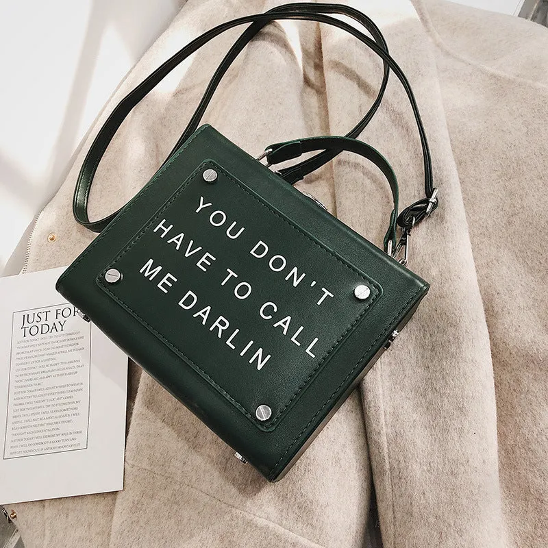 CM-BG120402 Women Trendy Easy Matching Letter Printing Shoulder Bag - Green
